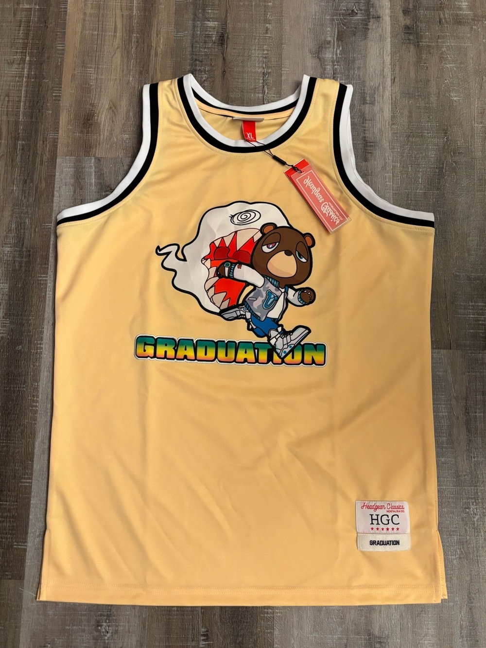 Headgear Classics Kanye West Graduation Jersey Yellow Bear NWT Men's XL